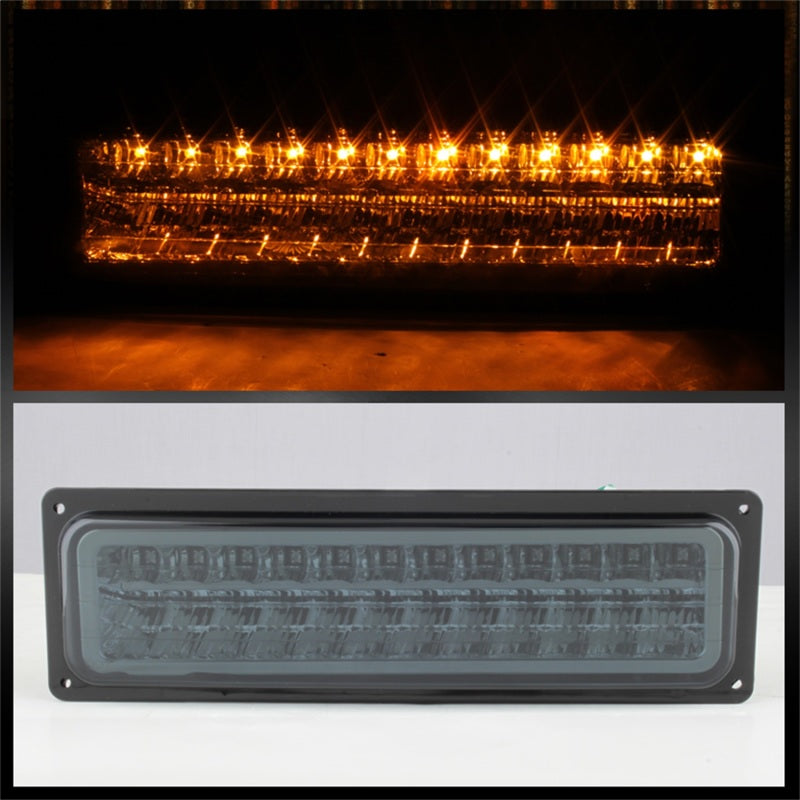 xTune GMC Yukon 92-93 Crystal Headlights w/ Corner & LED Bumper Smoke HD-JH-GMCCK88-LED-AM-SM-SET