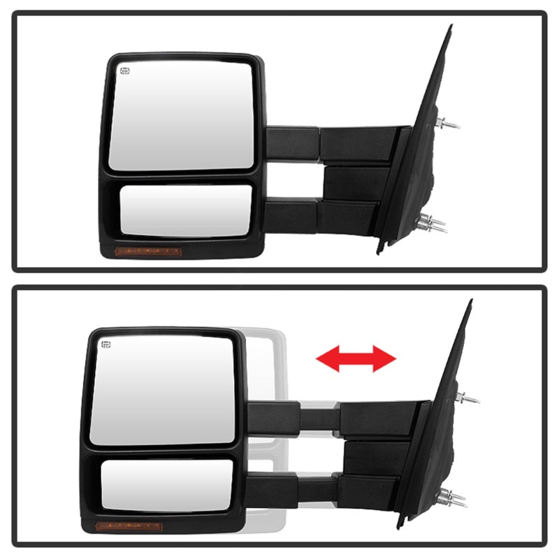 xTune Ford F150 07-14 Power Heated Amber LED Signal Telescoping Mirror Left MIR-FF15007S-PWH-AM-L