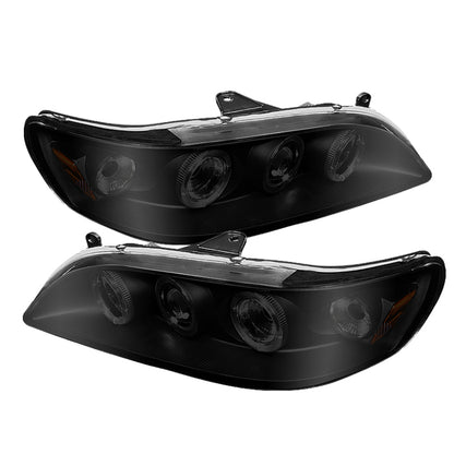 Spyder Honda Accord 98-02 1PC Projector Headlights LED Halo Amber Reflector Blk PRO-YD-HA98-AM-BK
