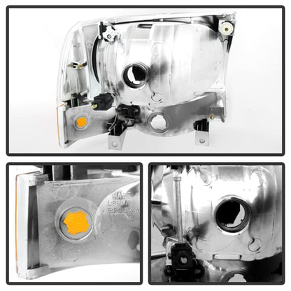 xTune Ford F250/350/450 Superduty 99-04 Crystal Headlights w/ Bumper Lights HD-JH-FF25099-AM-C