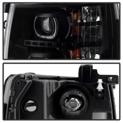 xTune Chevy Silverado 1500/2500/3500 07-13 LED Halo Projector Headlights Black PRO-JH-CSIL07-CFB-BK
