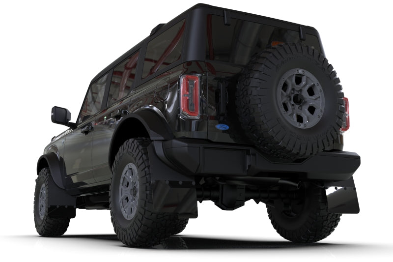 Rally Armor 21-25 Ford Bronco (Plstc Bmpr - NO Rptr/Sprt - NO RR/RB) Blk Mud Flap w/Met. Blk Logo