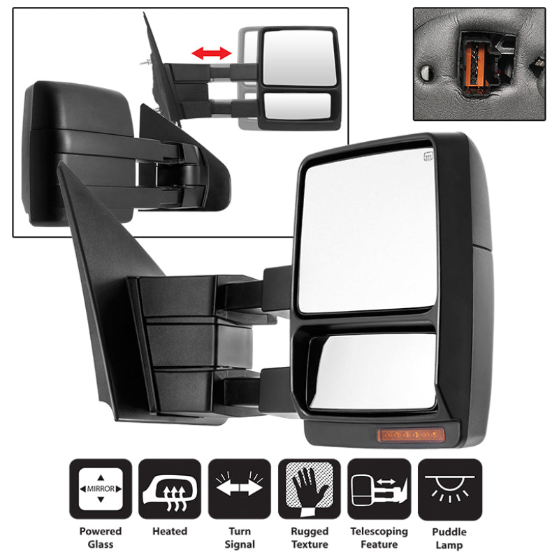 xTune Ford F150 07-14 Power Heated Amber LED Signal Telescoping Mirror Right MIR-FF15007S-PWH-AM-R